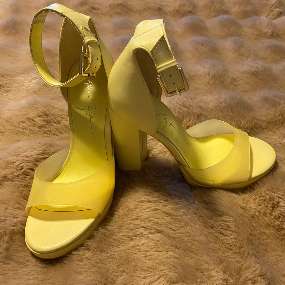 Rachel Zoe Margo yellow ankle strap heels size 7